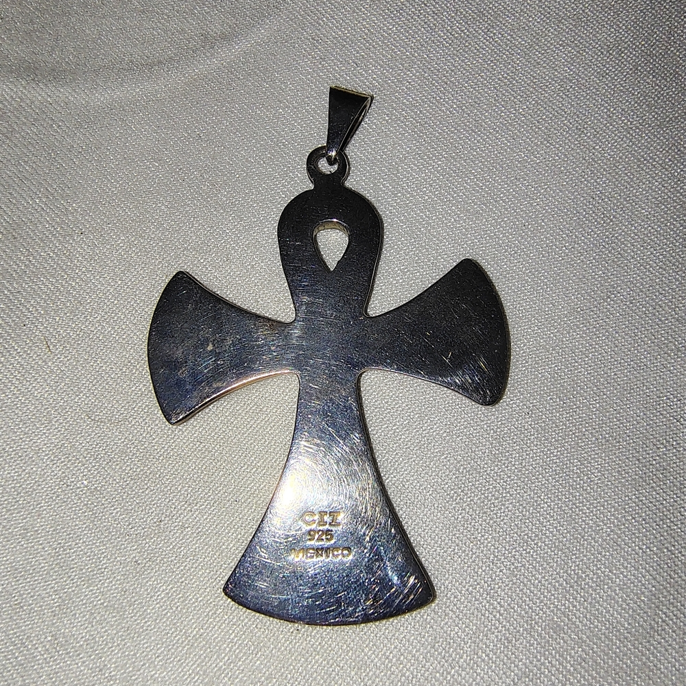 🩶925 Sterling Silver Egyptian Ankh w/ Stone Inlay 925  CII Mexico - Picture 7 of 10